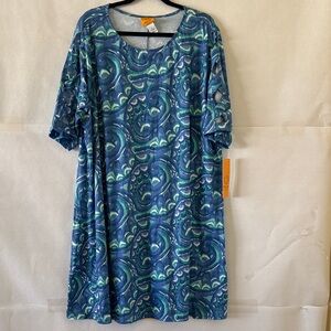 Ruby Rd. Abstract Print Shift Dress Plus Size 2X Cutout Sleeve Knee Length NWT